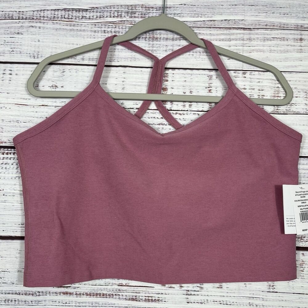 Beyond Yoga Slim Racerback Cropped Tank XXL Orchid Blush Heather Pink Shelf Bra